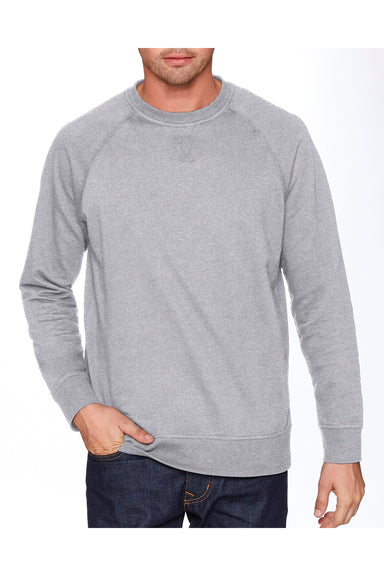 Next Level N9000 Mens French Terry Long Sleeve Crewneck T-Shirt Heather Grey Front