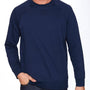 Next Level Mens French Terry Long Sleeve Crewneck T-Shirt - Midnight Navy Blue