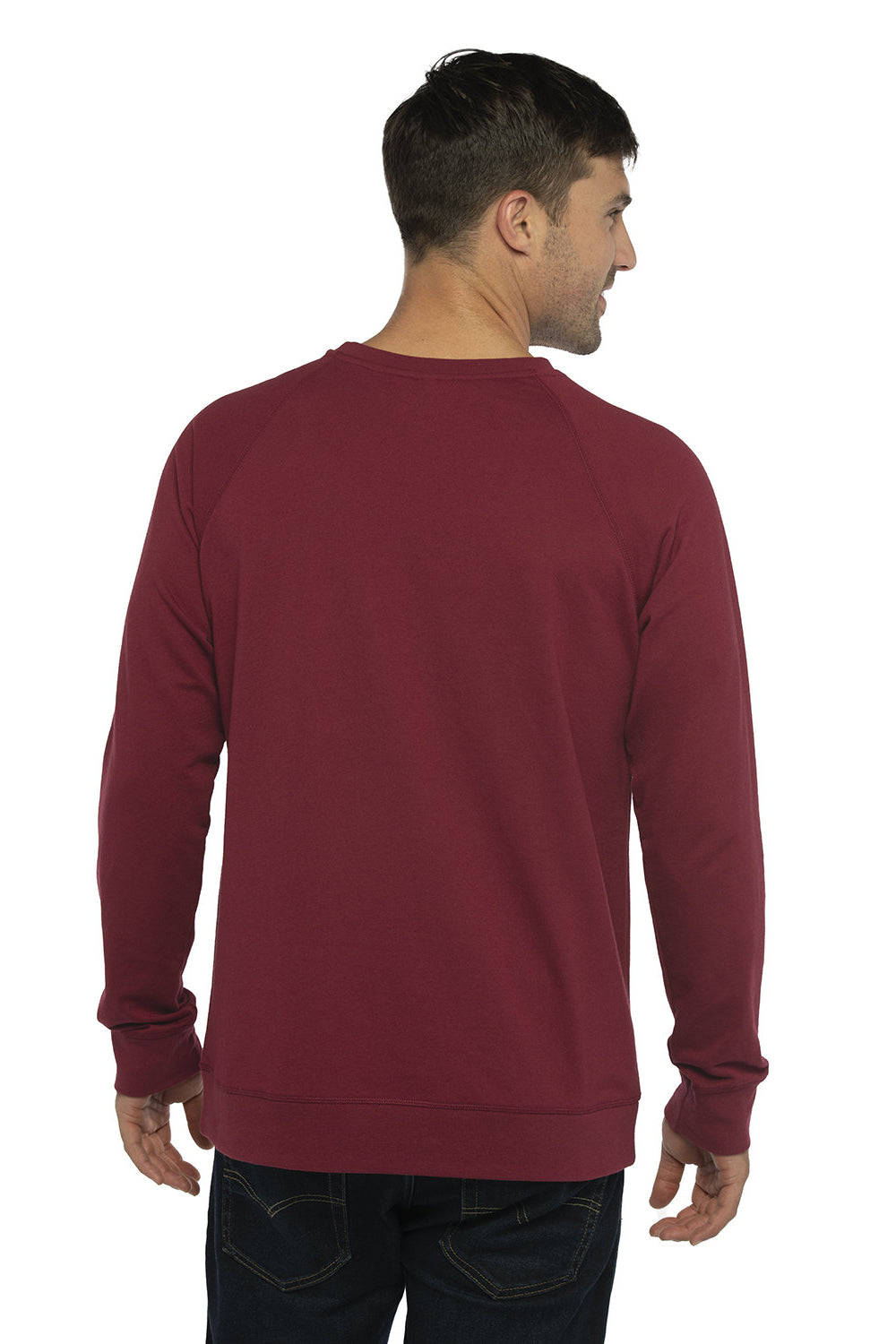 Next Level N9000/9000 Mens French Terry Long Sleeve Crewneck T-Shirt Cardinal Red Back