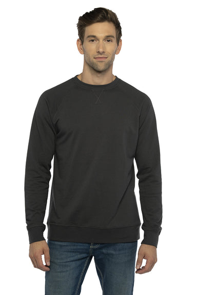 Next Level N9000/9000 Mens French Terry Long Sleeve Crewneck T-Shirt Graphite Black Front