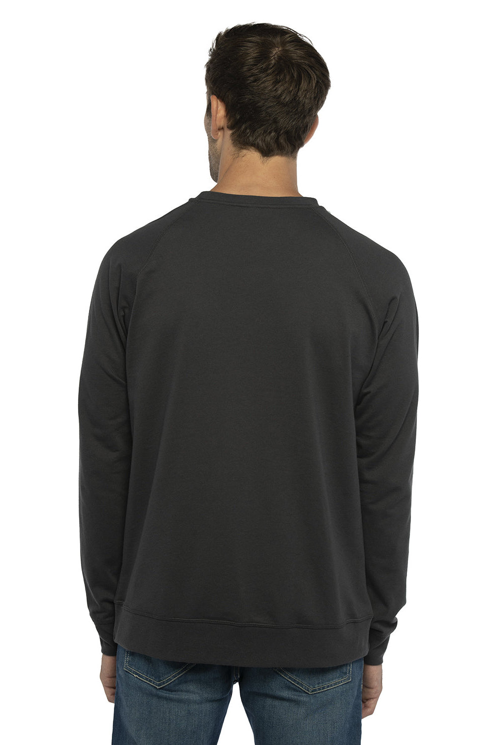 Next Level N9000/9000 Mens French Terry Long Sleeve Crewneck T-Shirt Graphite Black Back