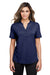North End NE100W Womens Jaq Performance Moisture Wicking Short Sleeve Polo Shirt Navy Blue Front