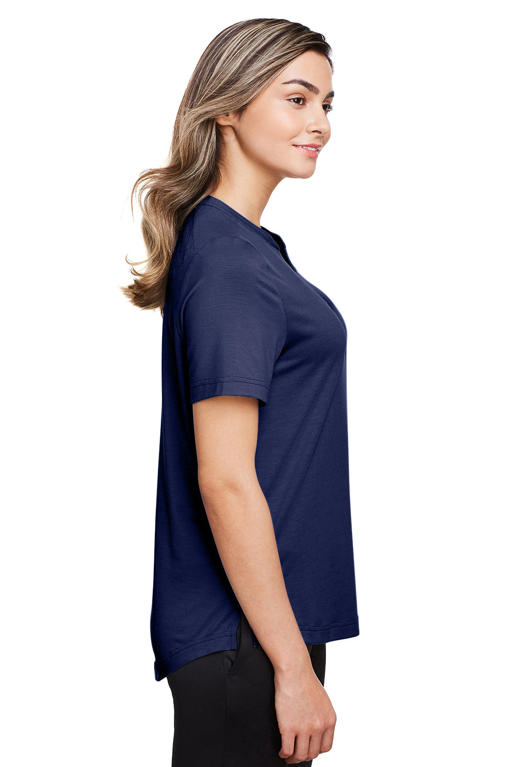 North End NE100W Womens Jaq Performance Moisture Wicking Short Sleeve Polo Shirt Navy Blue Side