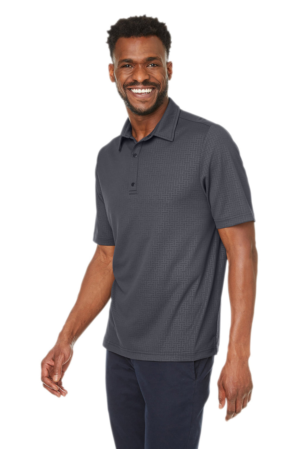 North End NE102 Mens Replay Recycled Short Sleeve Polo Shirt Carbon Grey 3Q