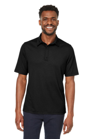 North End NE102 Mens Replay Recycled Short Sleeve Polo Shirt Black Front