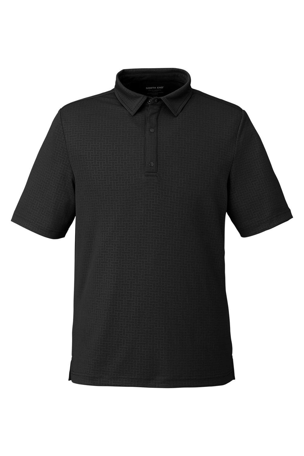 North End NE102 Mens Replay Recycled Short Sleeve Polo Shirt Black Flat Front
