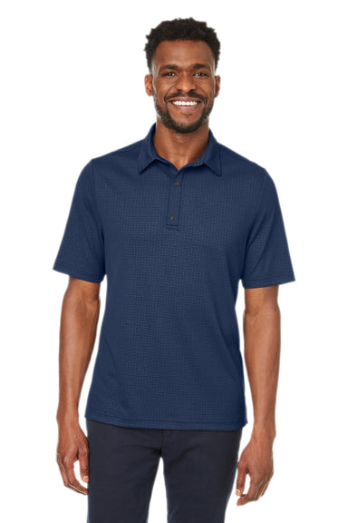 North End NE102 Mens Replay Recycled Short Sleeve Polo Shirt Classic Navy Blue Front