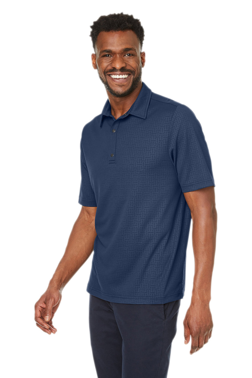 North End NE102 Mens Replay Recycled Short Sleeve Polo Shirt Classic Navy Blue 3Q