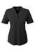 North End NE102W Womens Replay Recycled Short Sleeve Polo Shirt Black Flat Front