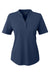 North End NE102W Womens Replay Recycled Short Sleeve Polo Shirt Classic Navy Blue Flat Front