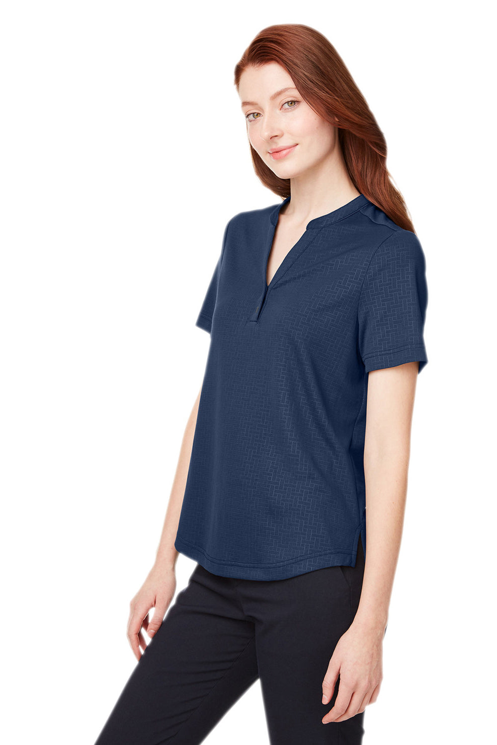 North End NE102W Womens Replay Recycled Short Sleeve Polo Shirt Classic Navy Blue 3Q