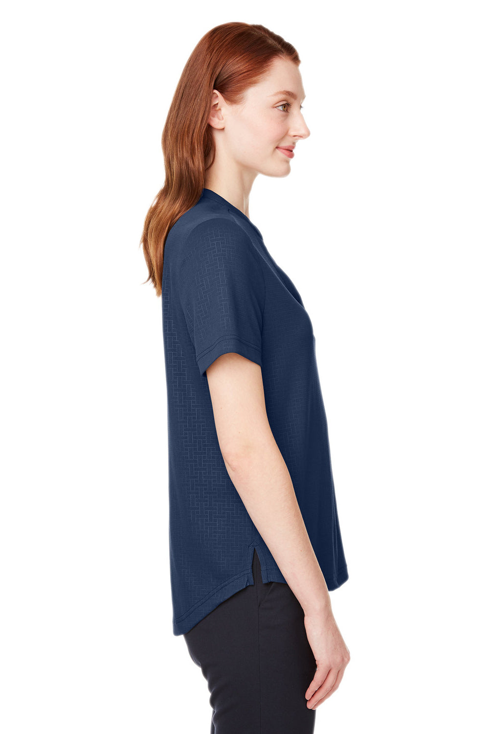 North End NE102W Womens Replay Recycled Short Sleeve Polo Shirt Classic Navy Blue Side