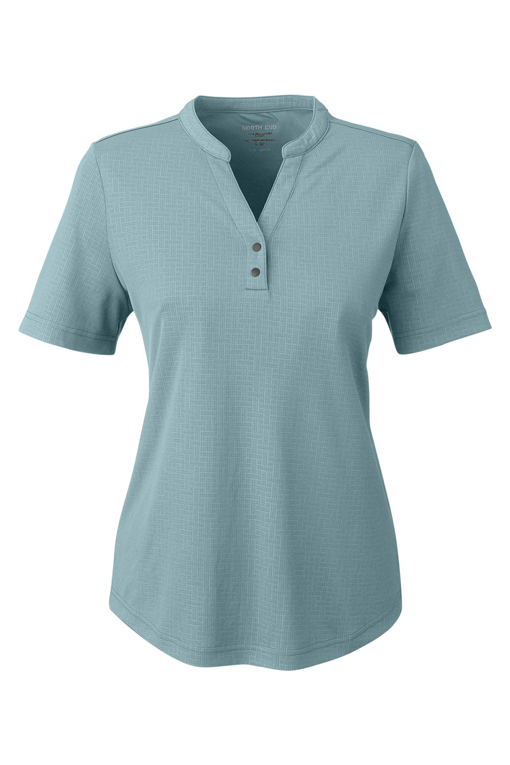 North End NE102W Womens Replay Recycled Short Sleeve Polo Shirt Opal Blue Flat Front