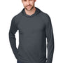 North End Mens Jaq Stretch Performance Moisture Wicking Long Sleeve Hooded T-Shirt Hoodie - Carbon Grey - NEW