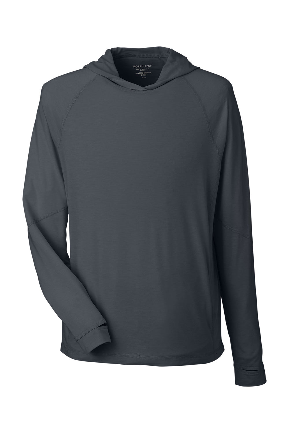 North End NE105 Mens Jaq Stretch Performance Hooded T-Shirt Hoodie Carbon Grey Flat Front
