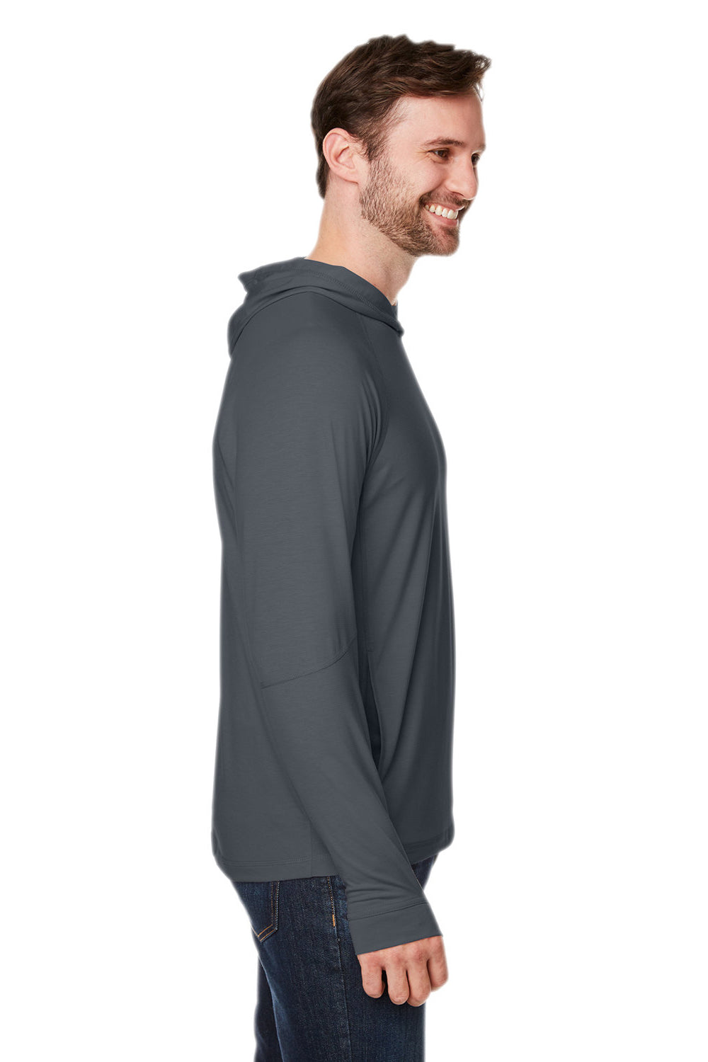 North End NE105 Mens Jaq Stretch Performance Hooded T-Shirt Hoodie Carbon Grey Side