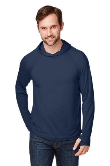 North End NE105 Mens Jaq Stretch Performance Hooded T-Shirt Hoodie Classic Navy Blue Front