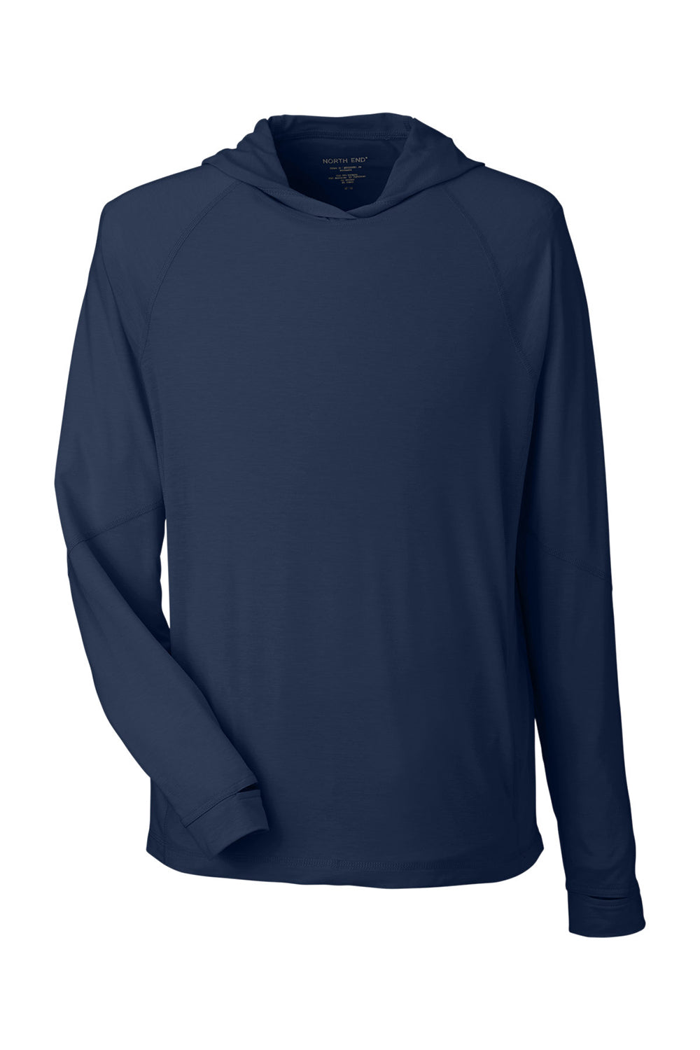 North End NE105 Mens Jaq Stretch Performance Hooded T-Shirt Hoodie Classic Navy Blue Flat Front