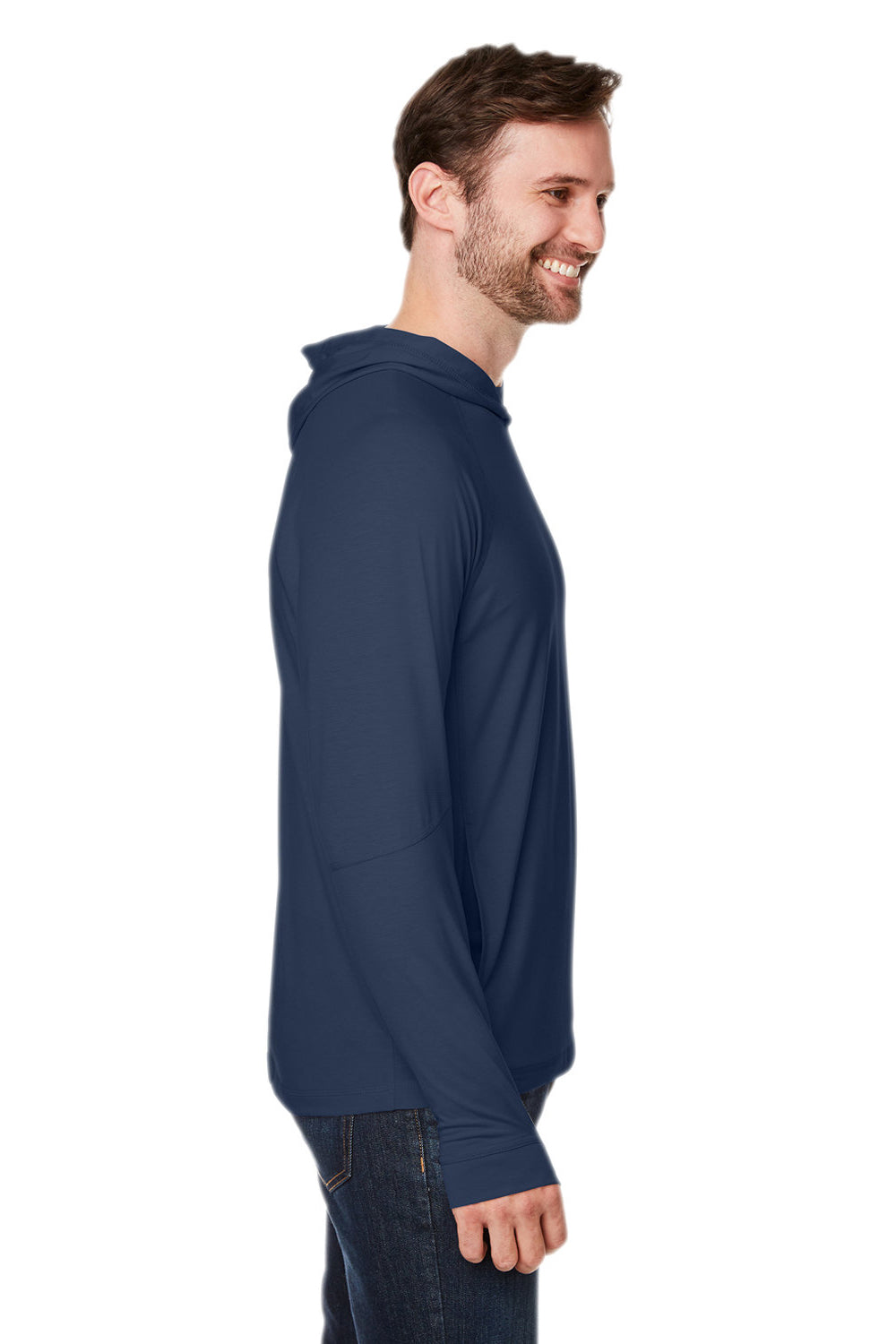 North End NE105 Mens Jaq Stretch Performance Hooded T-Shirt Hoodie Classic Navy Blue Side