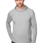North End Mens Jaq Stretch Performance Moisture Wicking Long Sleeve Hooded T-Shirt Hoodie - Platinum Grey - NEW