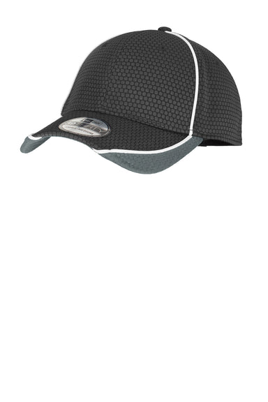 New Era NE1070 Mens Moisture Wicking Stretch Fit Hat Black/Graphite Grey/White Front