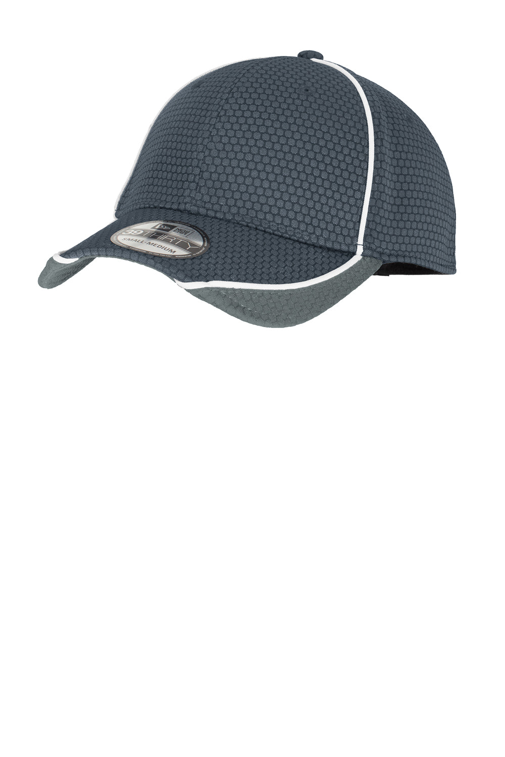 New Era NE1070 Mens Moisture Wicking Stretch Fit Hat Navy Blue/Graphite Grey/White Front