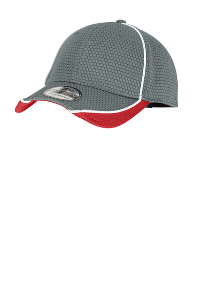 New Era NE1070 Mens Moisture Wicking Stretch Fit Hat Graphite Grey/Red/White Front