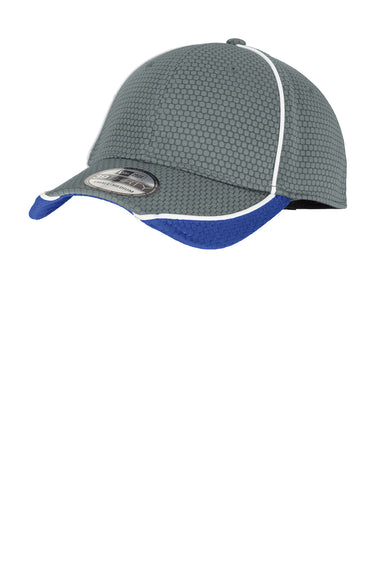 New Era NE1070 Mens Moisture Wicking Stretch Fit Hat Graphite Grey/Royal Blue/White Front