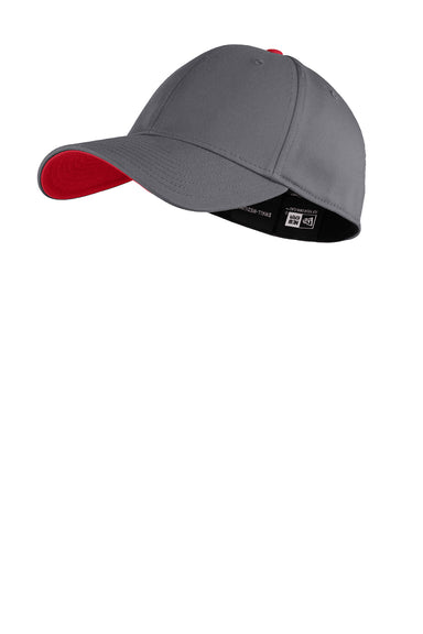 New Era NE1100 Mens Stretch Fit Hat Graphite Grey/Red Front