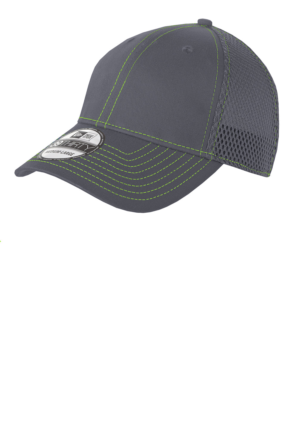 New Era NE1120 Mens Stretch Fit Hat Graphite Grey/Cyber Green Front