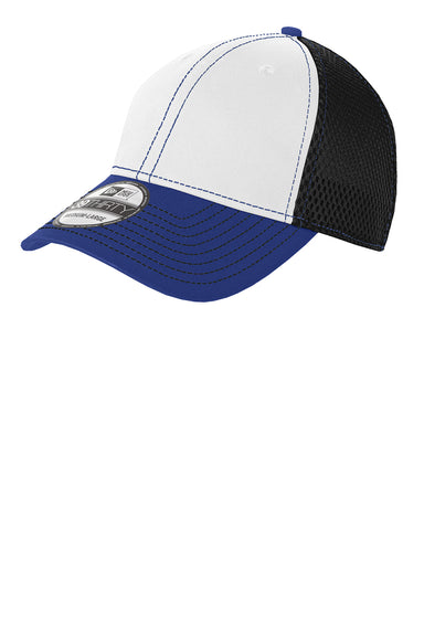 New Era NE1120 Mens Stretch Fit Hat White/Royal Blue/Black Front