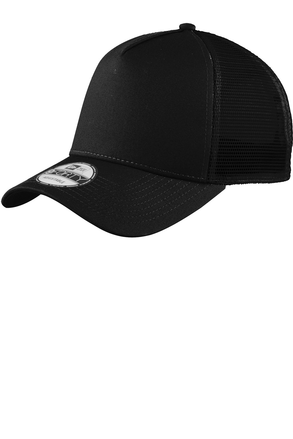 New Era NE205 Mens Adjustable Trucker Hat Black Front