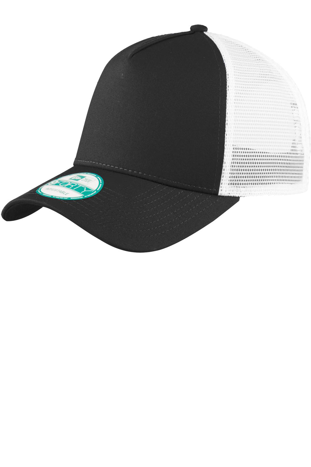 New Era NE205 Mens Adjustable Trucker Hat Black/White Front