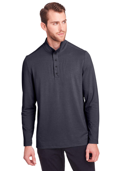 North End NE400 Mens Jaq Performance Moisture Wicking Long Sleeve Polo Shirt Carbon Grey Front