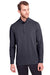 North End NE400 Mens Jaq Performance Moisture Wicking Long Sleeve Polo Shirt Carbon Grey Front
