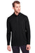 North End NE400 Mens Jaq Performance Moisture Wicking Long Sleeve Polo Shirt Black Front