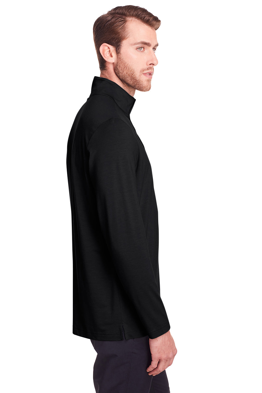 North End NE400 Mens Jaq Performance Moisture Wicking Long Sleeve Polo Shirt Black Side