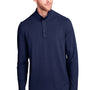 North End Mens Jaq Performance Moisture Wicking Long Sleeve Polo Shirt - Classic Navy Blue