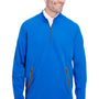 North End Mens Quest Performance Moisture Wicking 1/4 Zip Sweatshirt - Olympic Blue/Carbon Grey