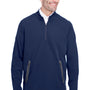 North End Mens Quest Performance Moisture Wicking 1/4 Zip Sweatshirt - Classic Navy Blue/Carbon Grey