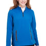 North End Womens Quest Performance Moisture Wicking 1/4 Zip Sweatshirt - Olympic Blue/Carbon Grey