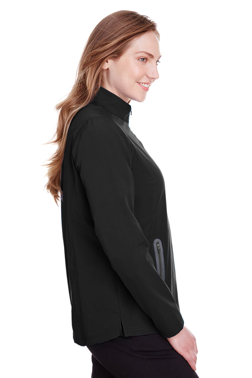 North End NE401W Womens Quest Performance Moisture Wicking 1/4 Zip Sweatshirt Black/Carbon Grey Side