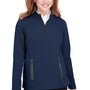 North End Womens Quest Performance Moisture Wicking 1/4 Zip Sweatshirt - Classic Navy Blue/Carbon Grey