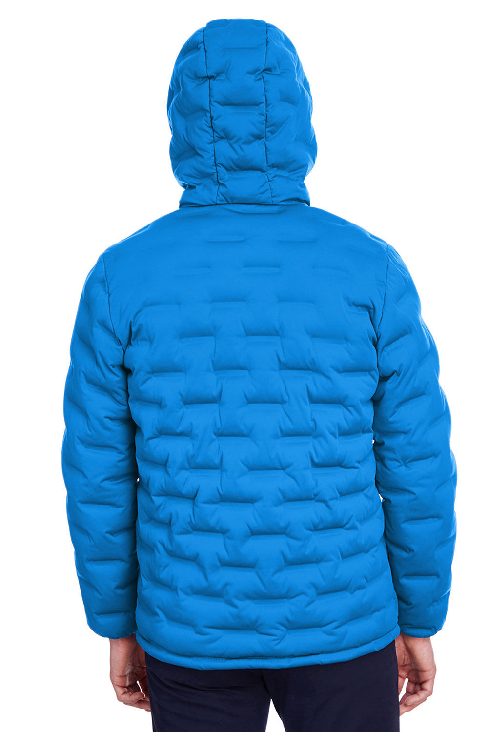 North End NE708 Mens Loft Waterproof Full Zip Hooded Puffer Jacket Olympic Blue/Carbon Grey Back