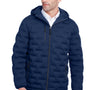 North End Mens Loft Waterproof Full Zip Hooded Puffer Jacket - Classic Navy Blue/Carbon Grey