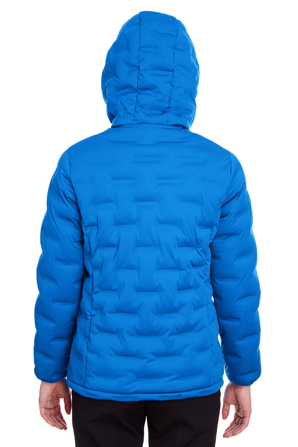 North End NE708W Womens Loft Waterproof Full Zip Hooded Puffer Jacket Olympic Blue/Carbon Grey Back