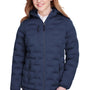 North End Womens Loft Waterproof Full Zip Hooded Puffer Jacket - Classic Navy Blue/Carbon Grey