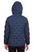 North End NE708W Womens Loft Waterproof Full Zip Hooded Puffer Jacket Navy Blue/Carbon Grey Back