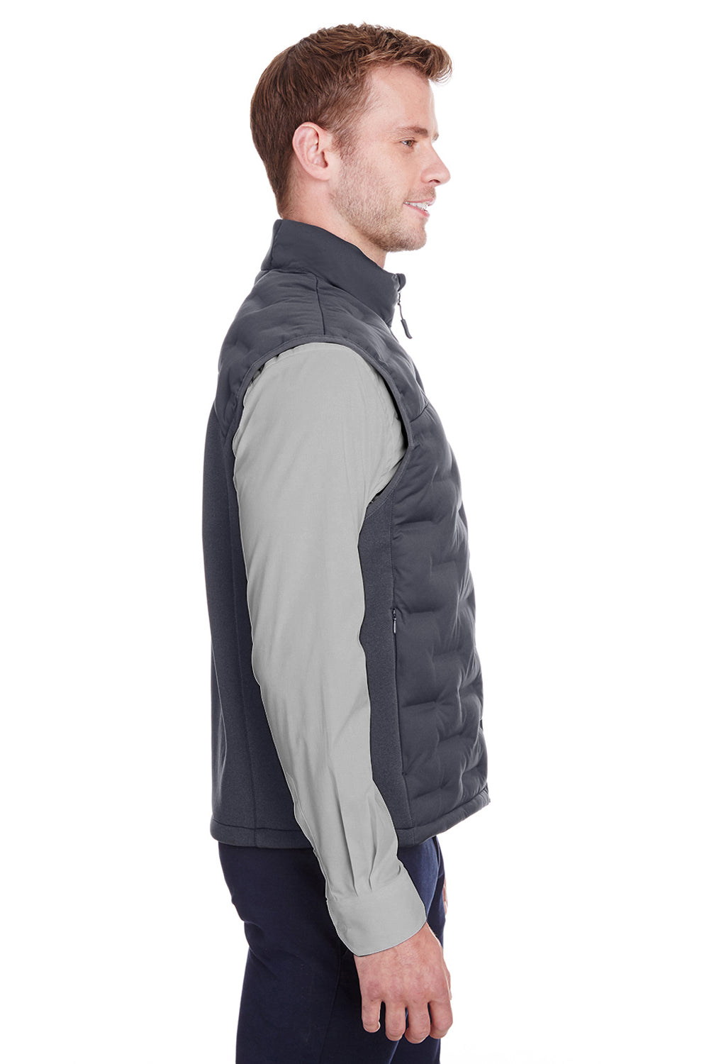 North End NE709 Mens Pioneer Hybrid Waterproof Full Zip Vest Carbon Grey/Black Side