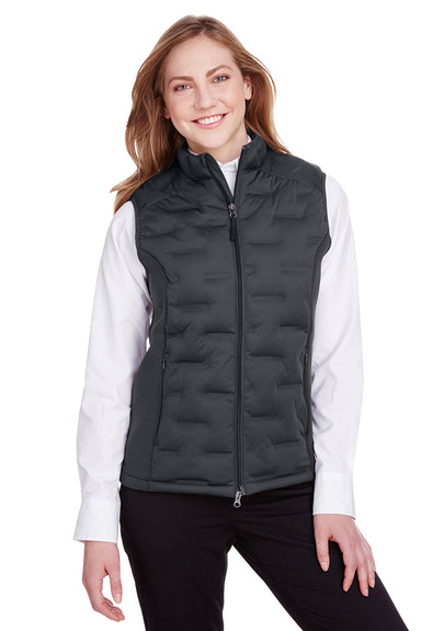 North End NE709W Womens Pioneer Hybrid Waterproof Full Zip Vest Carbon Grey/Black Front